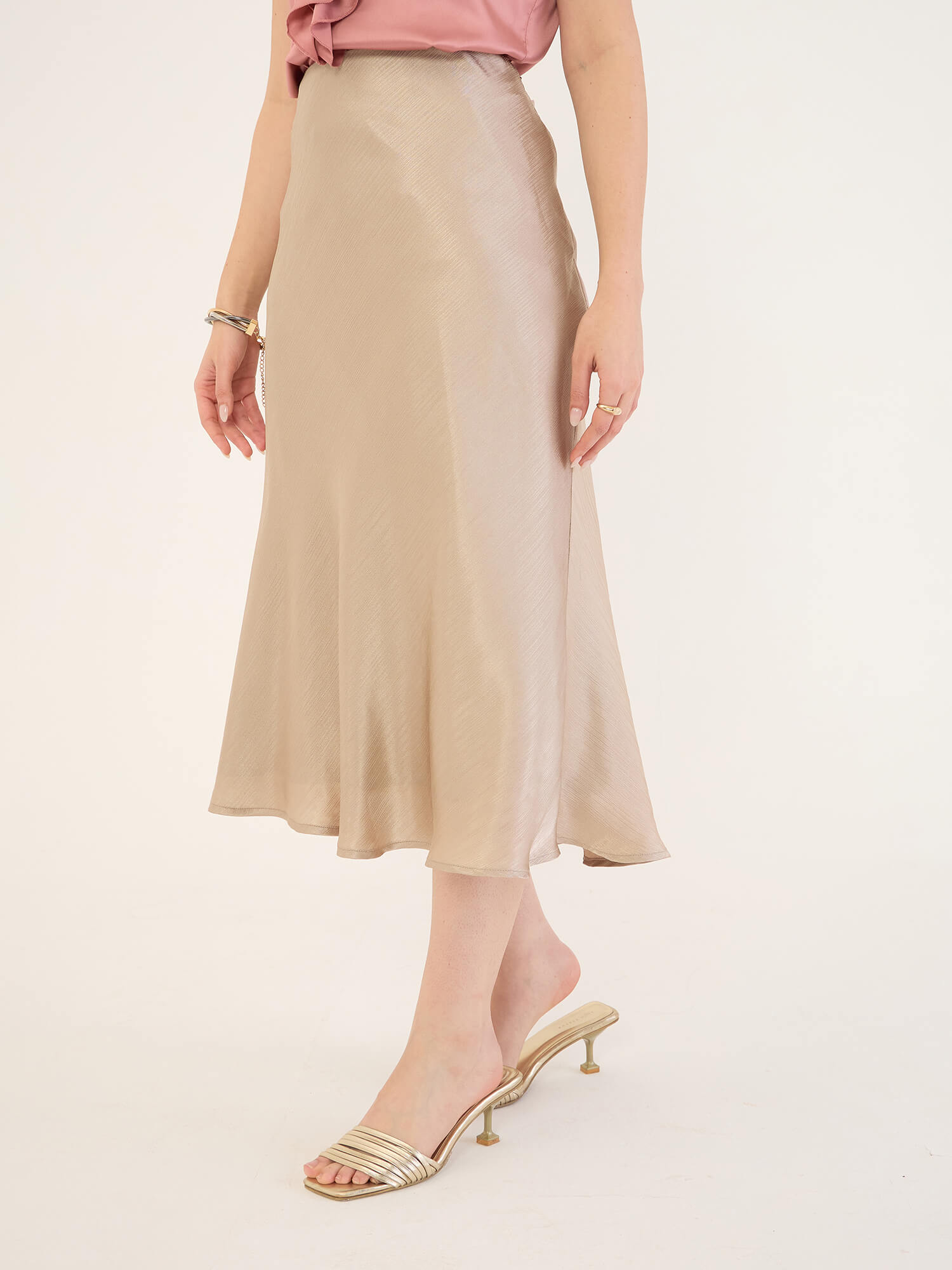 Raya Satin Skirt-Gold