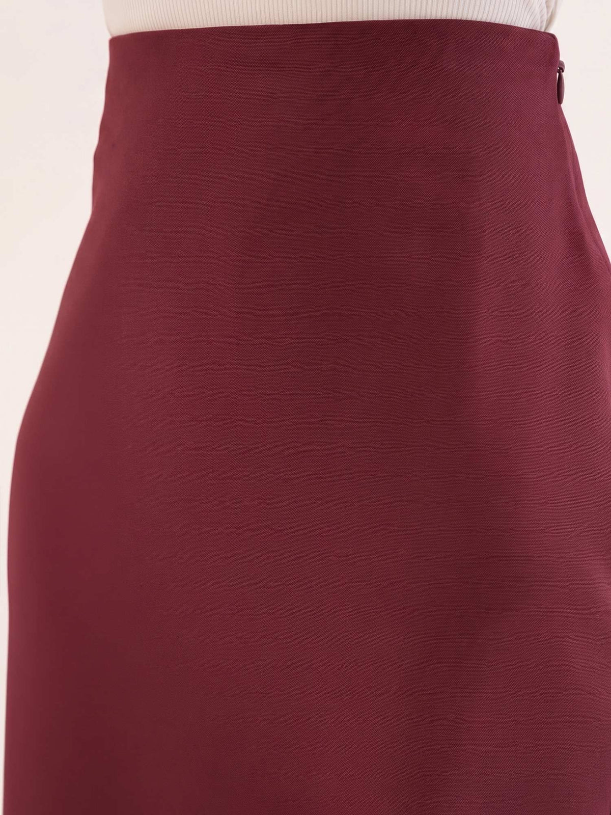 Juvina Midi Length Pencil Skirt-Wine