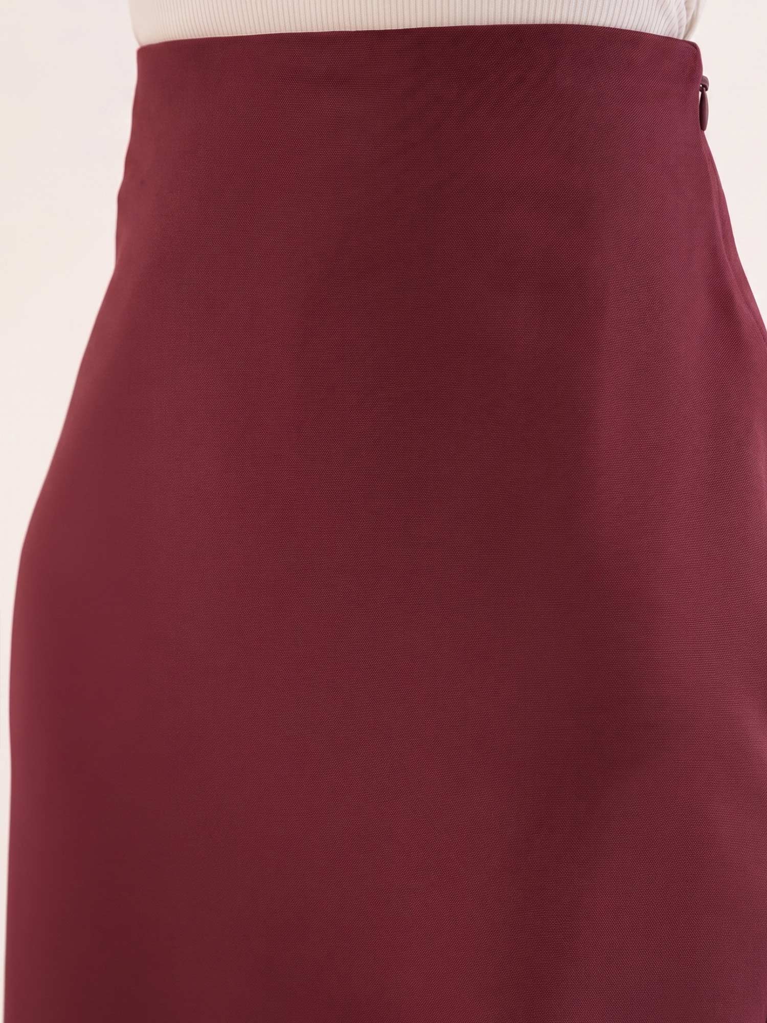 Juvina Midi Length Pencil Skirt-Wine