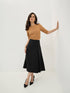 Rolvyn Pleated Flared Skirt-Black