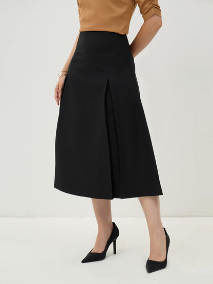 Rolvyn Pleated Flared Skirt-Black - SALT Attire