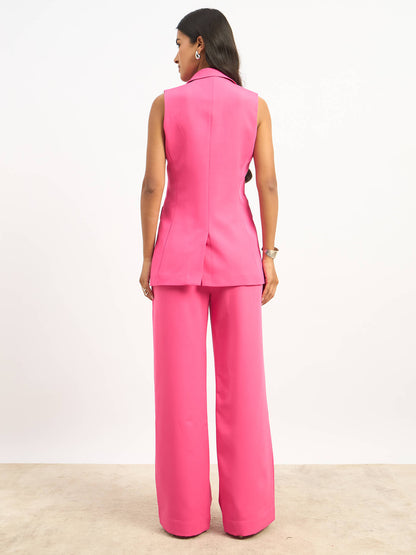 Reverie Sleeveless Double Breasted Suit Set - Pop Pink