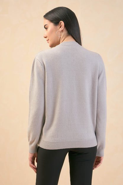Dorothy Applique Sweater - Light Grey