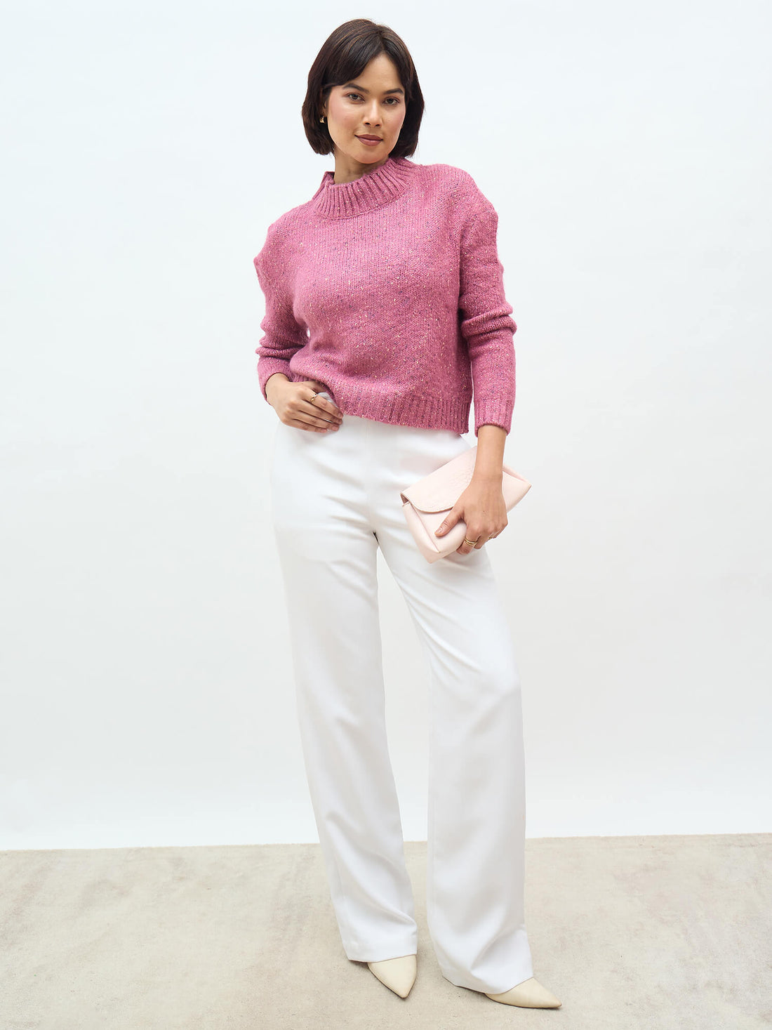 Eloise Melange Knit Sweater - Rose Pink