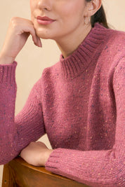 Eloise Mélange Knit Sweater - Rose Pink