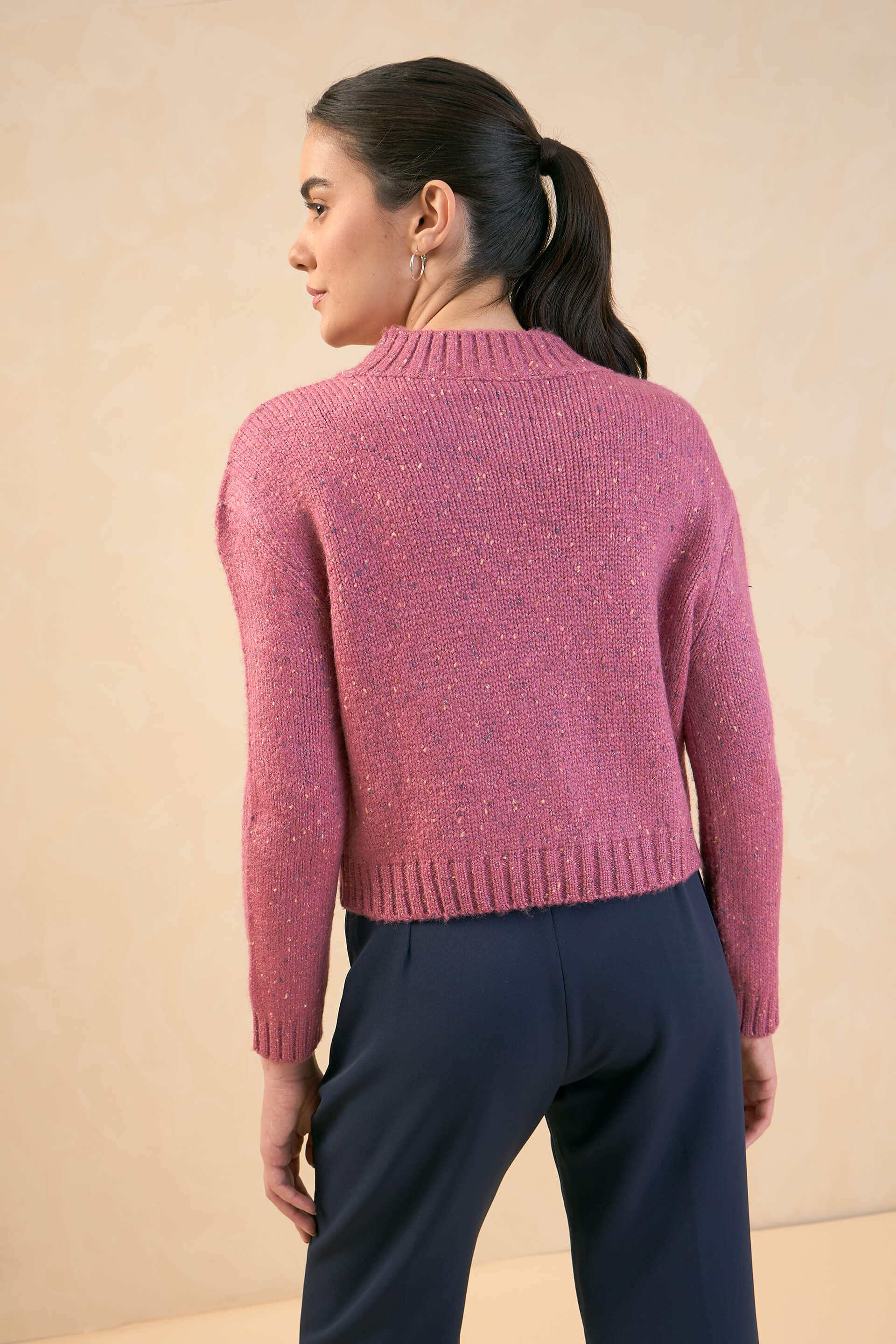 Eloise Mélange Knit Sweater - Rose Pink