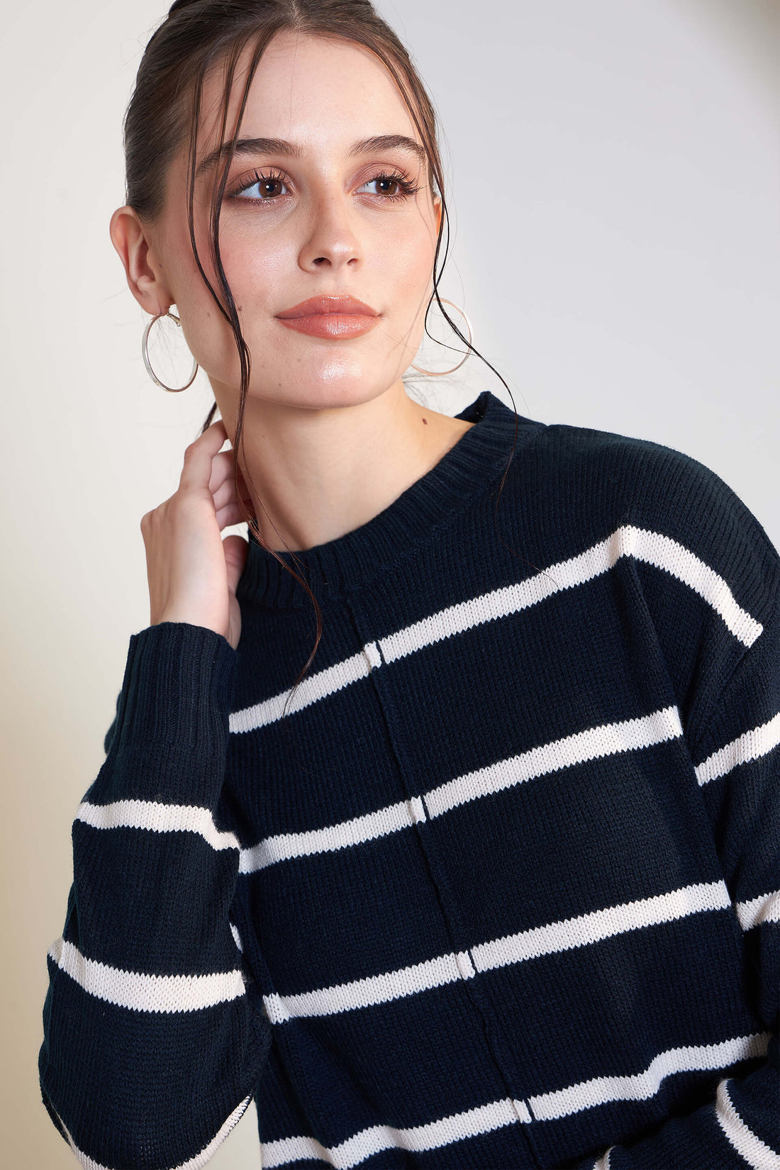 Penelope Striped Knit Sweater - Navy &amp; White