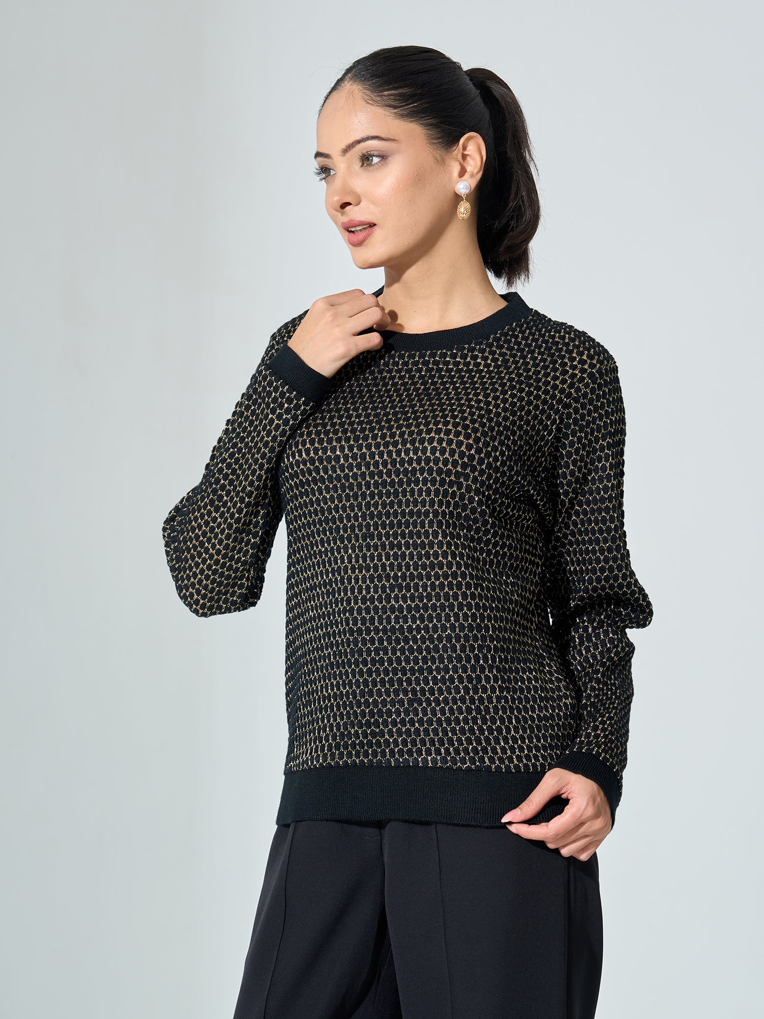 Georgia Metallic Jumper - Black & Golden