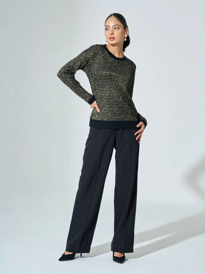 Georgia Metallic Jumper - Black &amp; Golden