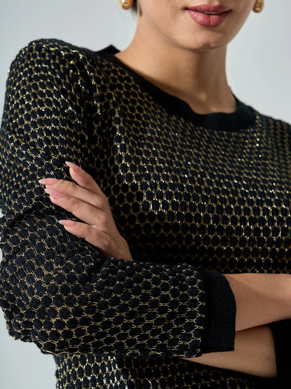 Georgia Metallic Jumper - Black &amp; Golden