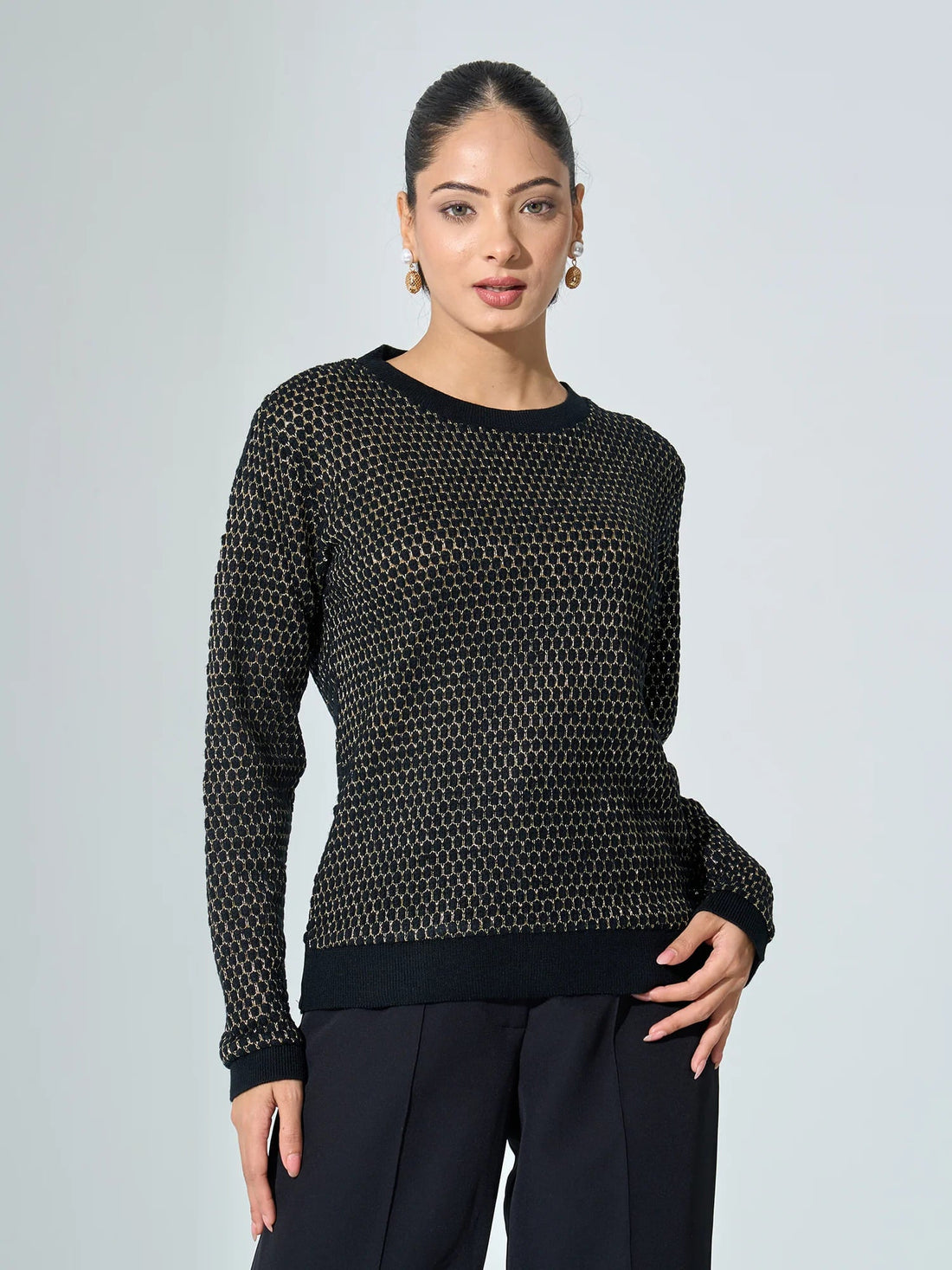 Georgia Metallic Jumper - Black &amp; Golden