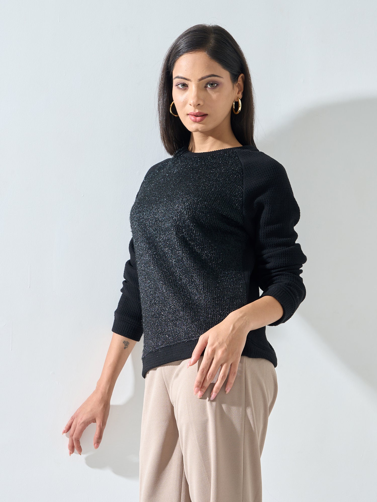 Eva Raglan Sleeves Jumper - Black