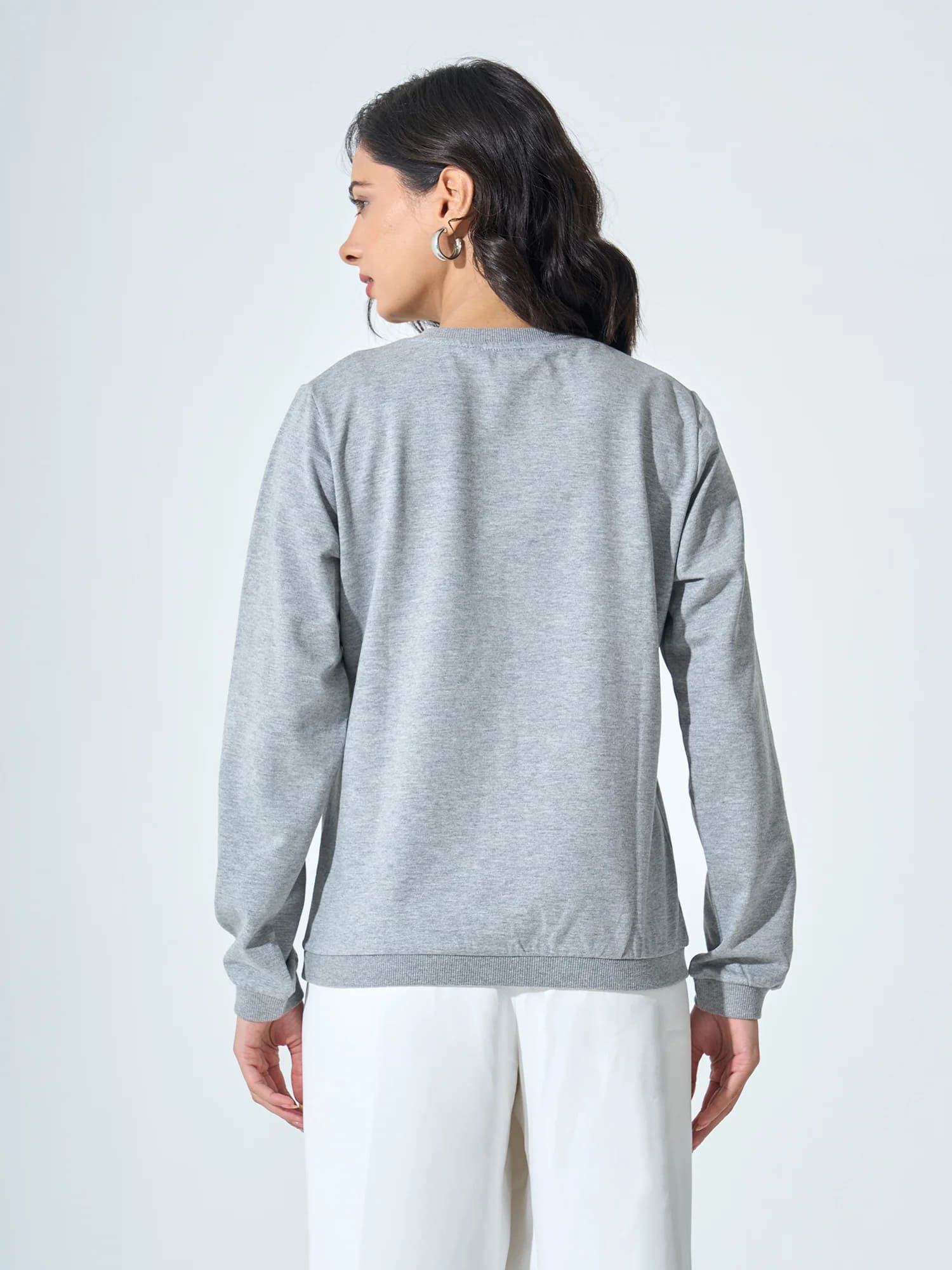 Ginny Applique Sweater - Grey &amp; White