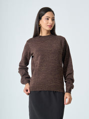 Lissa Lurex Knit Sweater - Mocha Brown