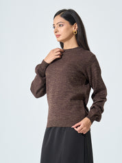 Lissa Lurex Knit Sweater - Mocha Brown