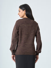 Lissa Lurex Knit Sweater - Mocha Brown