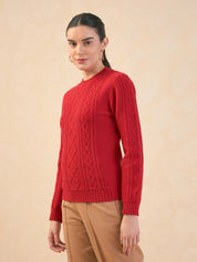 Irina Cable Knit Sweater-Red