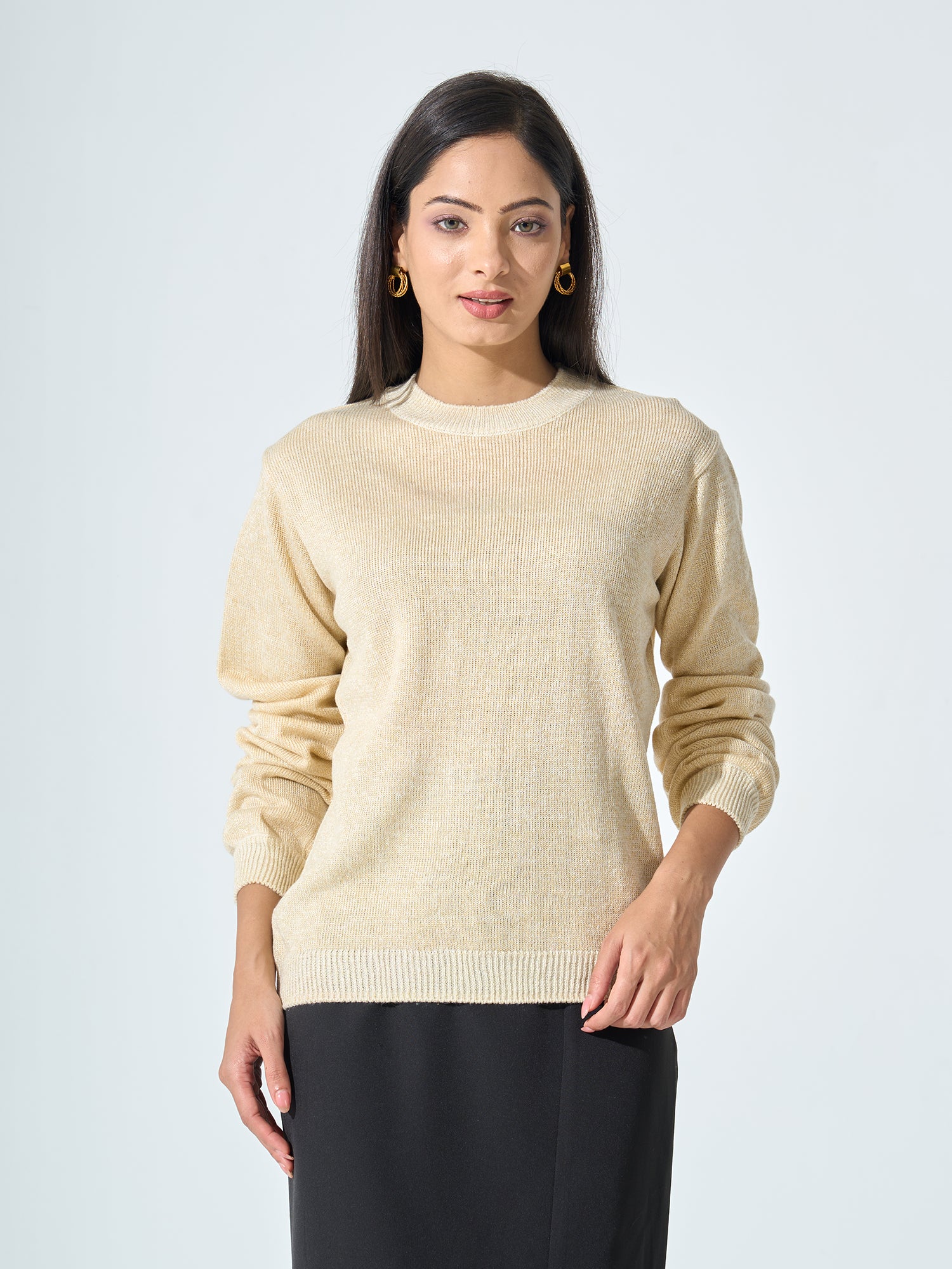 Lissa Lurex Knit Sweater - Cream