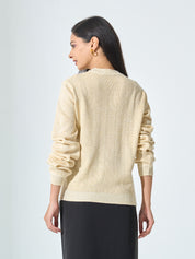 Lissa Lurex Knit Sweater - Cream