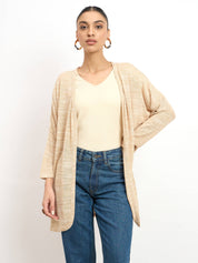 Tapioca Longline Open Front Shrug - Beige