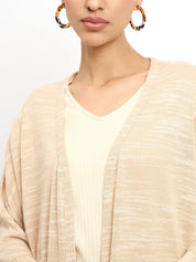 Tapioca Longline Open Front Shrug - Beige