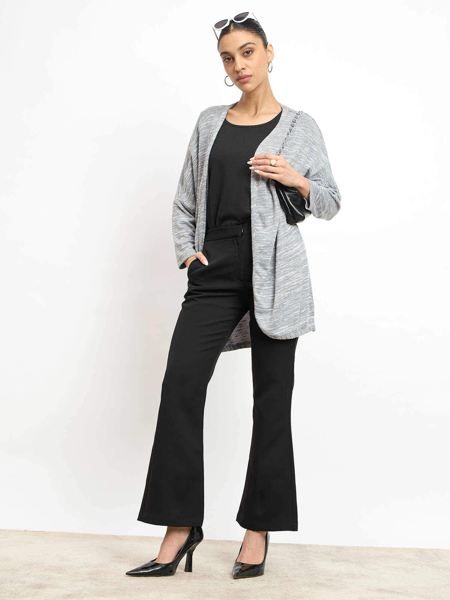 Quarry Longline Open Front Shrug - Grey