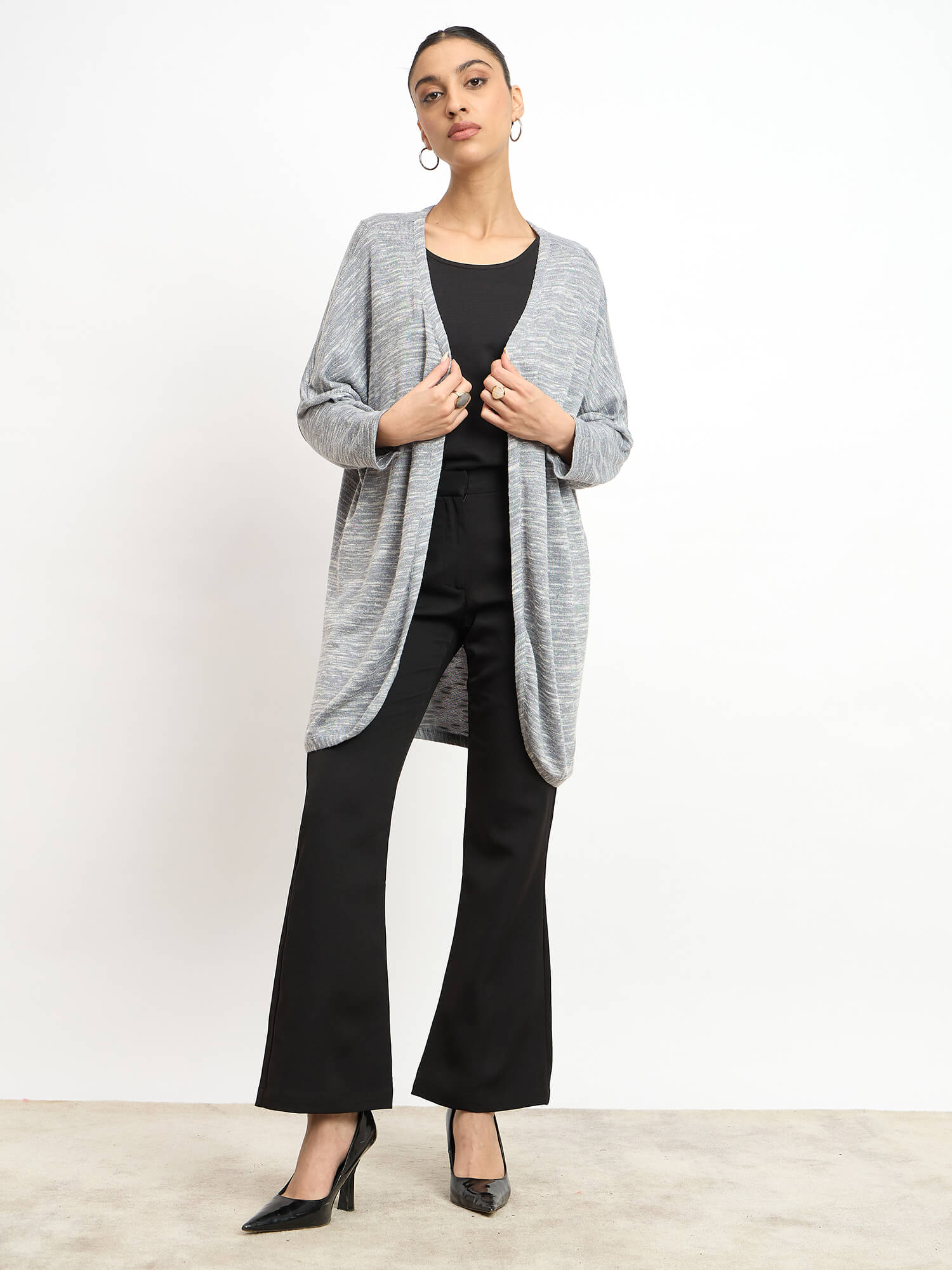 Quarry Longline Open Front Shrug - Grey