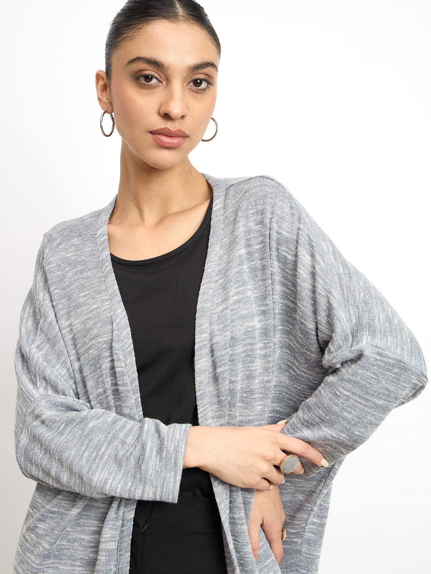 Quarry Longline Open Front Shrug - Grey