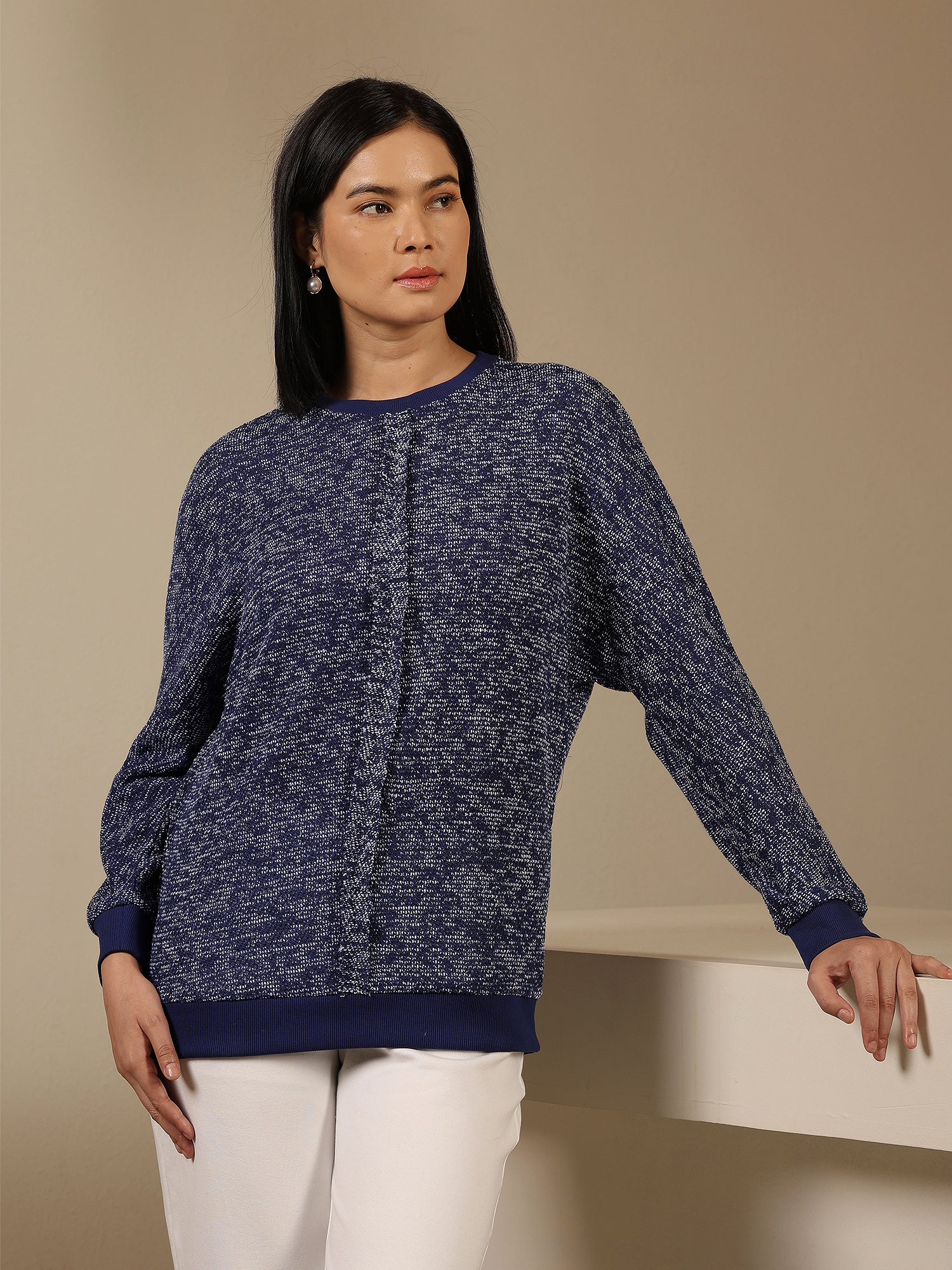 Azuriel Front Seam Detail Sweater - Blue