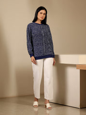 Azuriel Front Seam Detail Sweater - Blue