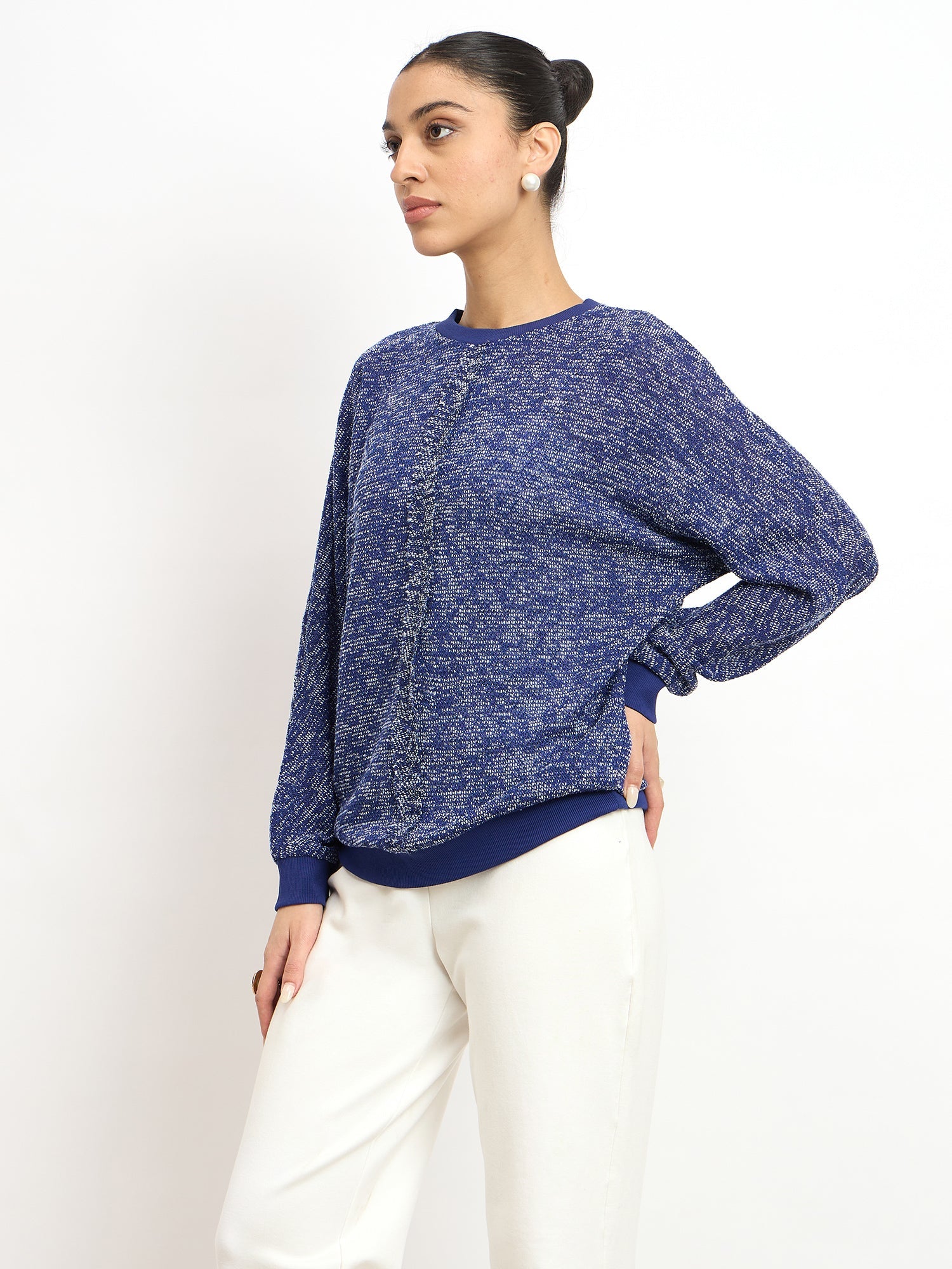 Azuriel Front Seam Detail Sweater - Blue