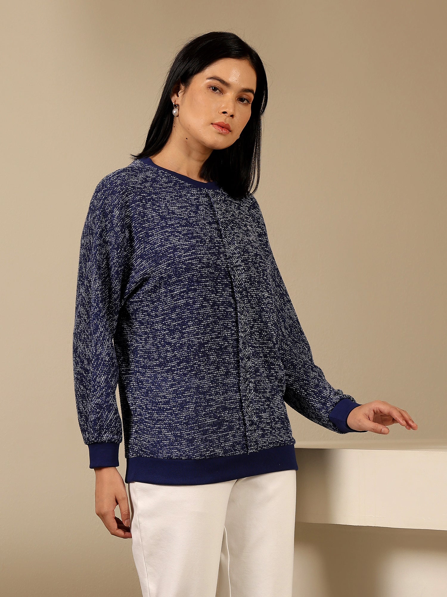 Azuriel Front Seam Detail Sweater - Blue