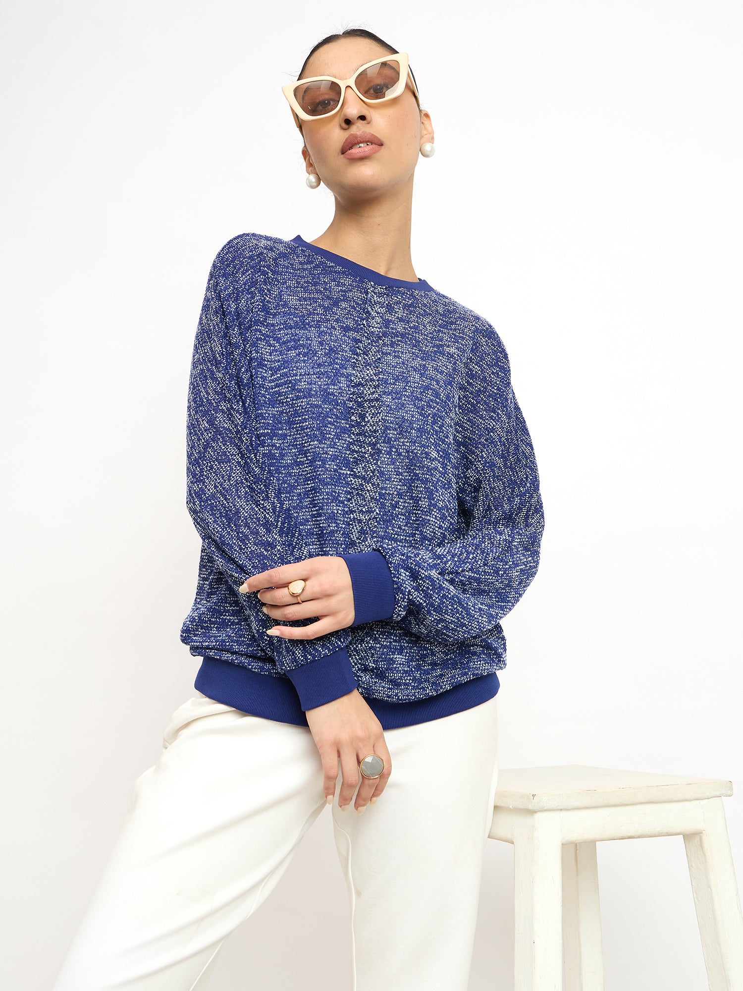 Azuriel Front Seam Detail Sweater - Blue