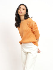 Twinny Twin Yarn Detail Sweater - Peach & Orange