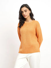 Twinny Twin Yarn Detail Sweater - Peach & Orange