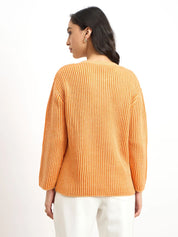 Twinny Twin Yarn Detail Sweater - Peach & Orange