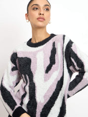 Rabby Crew Neck Sweater - Pink & White