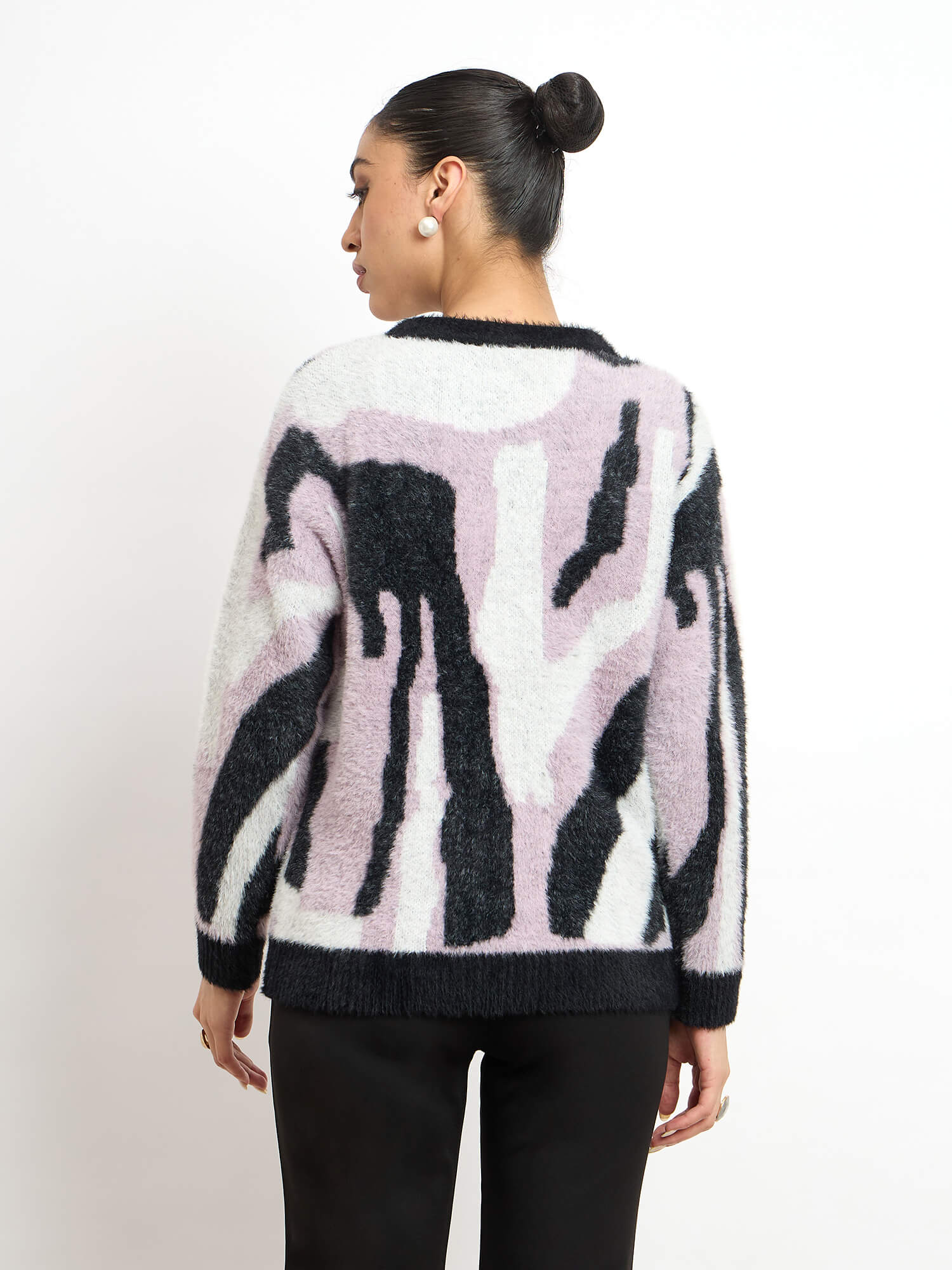 Rabby Crew Neck Sweater - Pink &amp; White