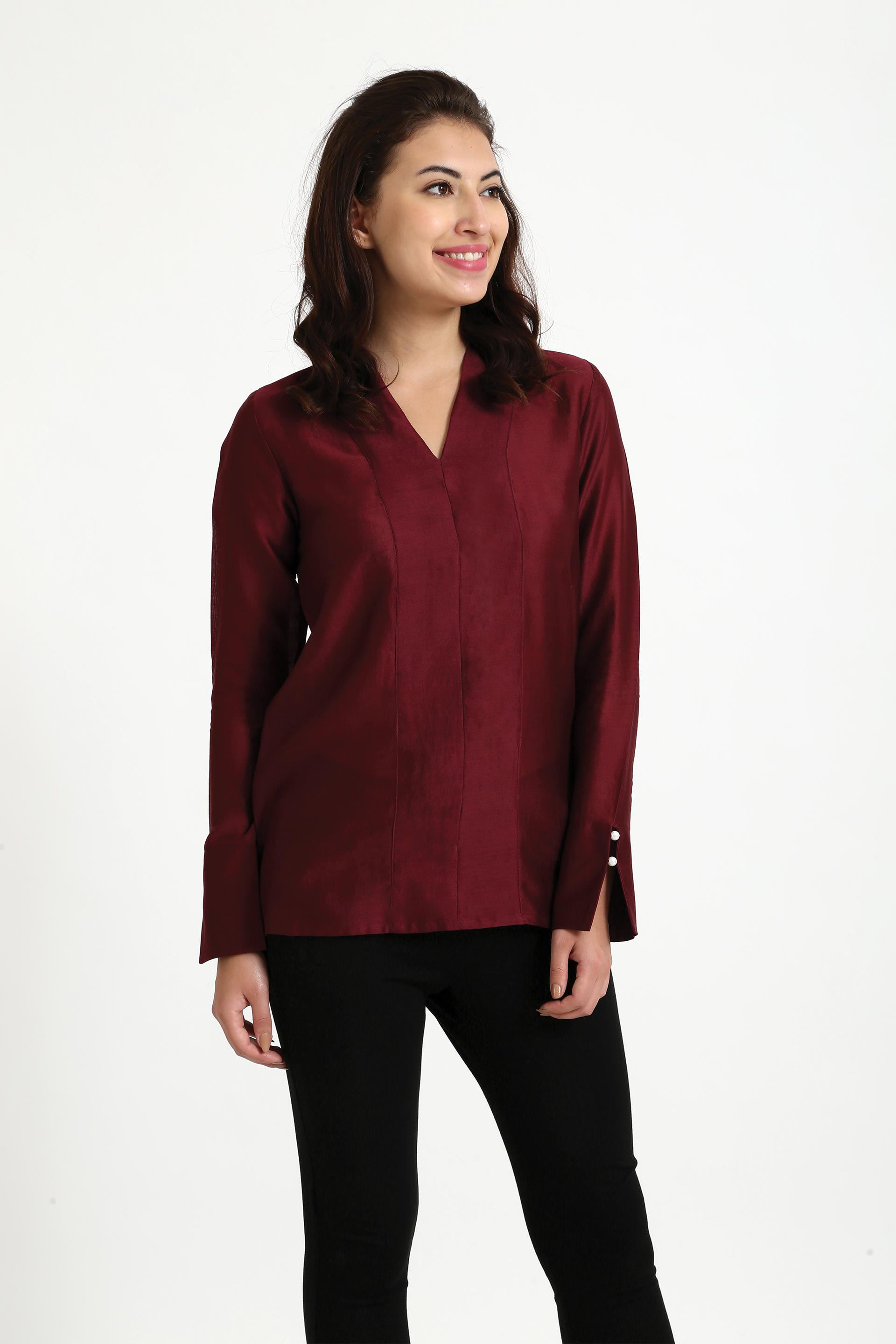 Avsar Panel Top - Maroon