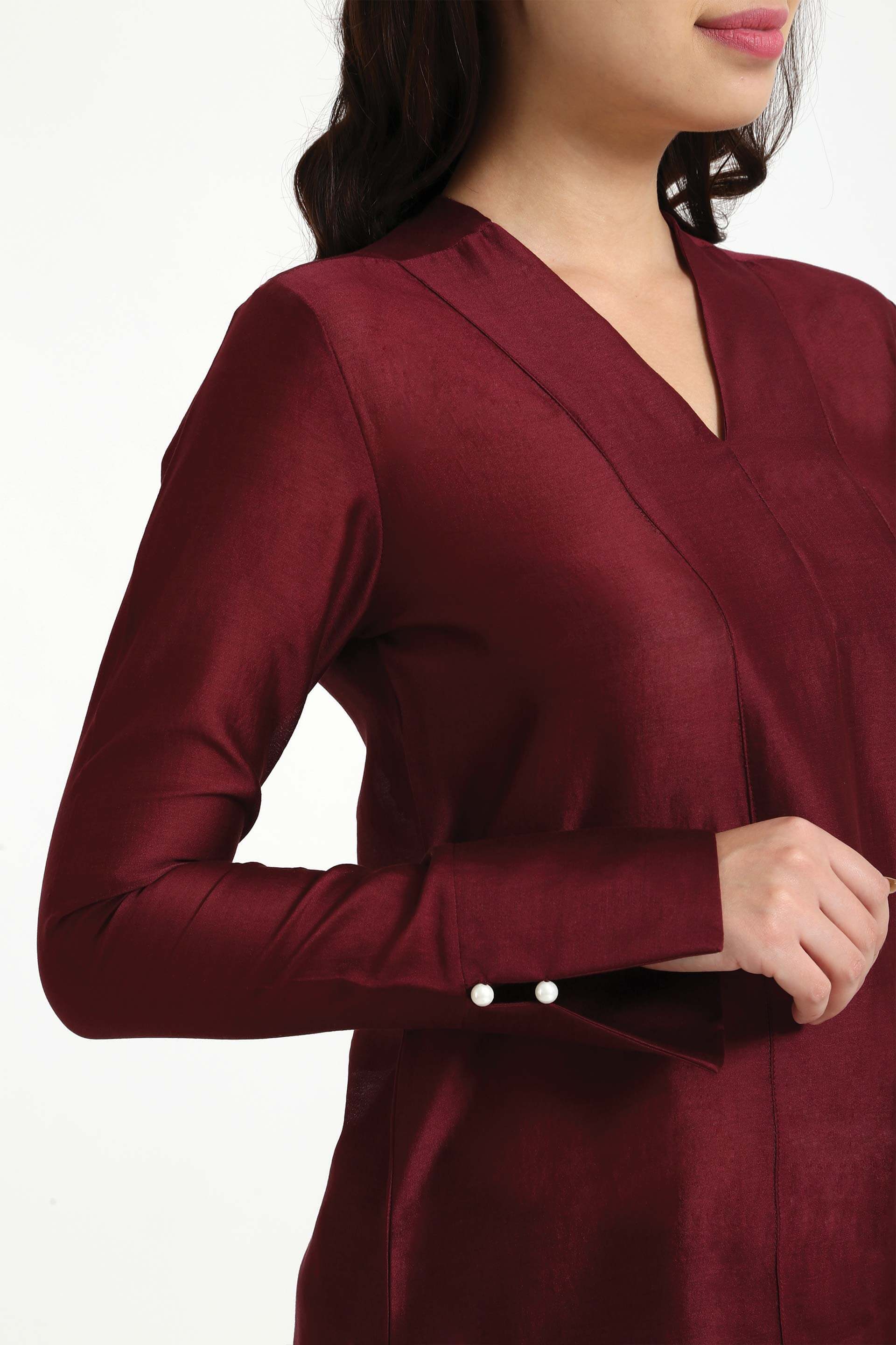 Avsar Panel Top - Maroon