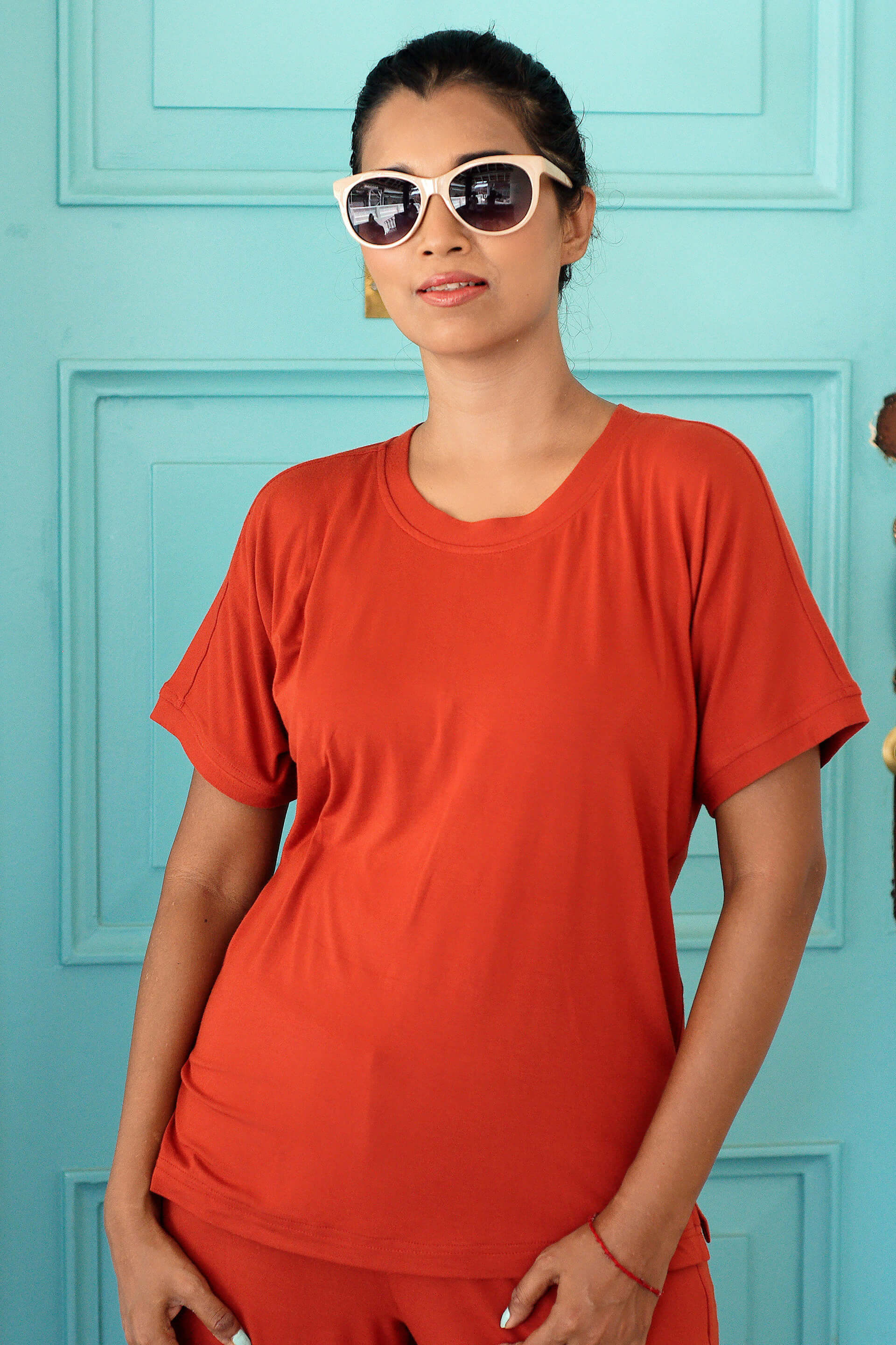 Bamboo Tee Drop shoulder T-shirt - Rust Orange