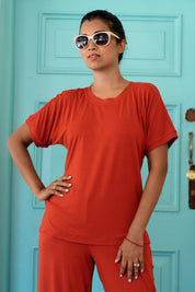 Bamboo Tee Drop shoulder T-shirt - Rust Orange