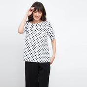 Dory Ruched sleeve Top - Polka Print