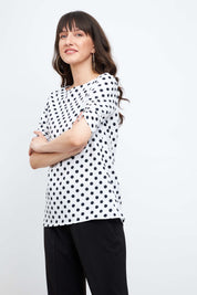 Dory Ruched sleeve Top - Polka Print