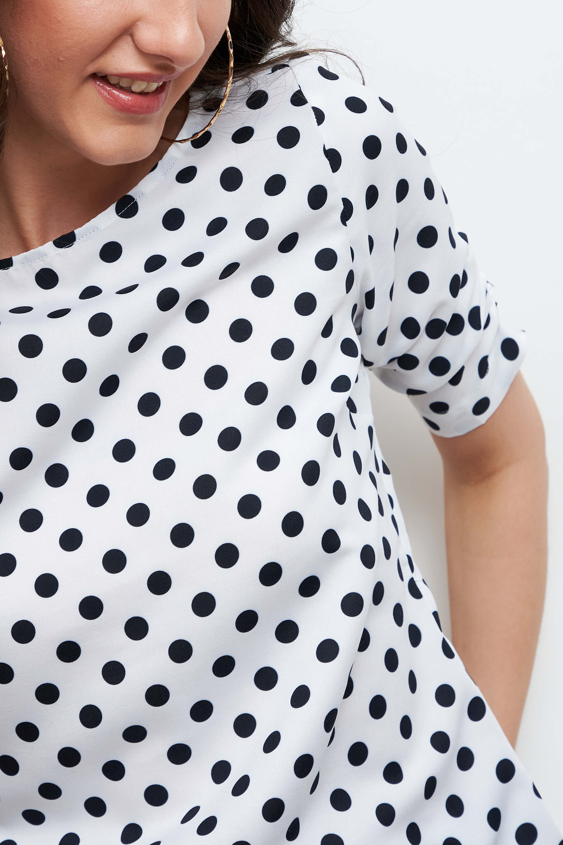 Dory Ruched sleeve Top - Polka Print