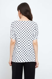 Dory Ruched sleeve Top - Polka Print