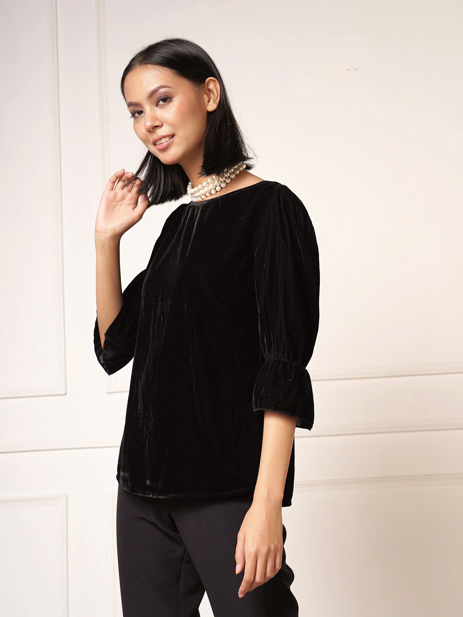 Jennifer Boat Neck Top-Black