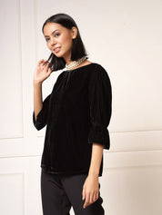 Jennifer Boat Neck Top-Black