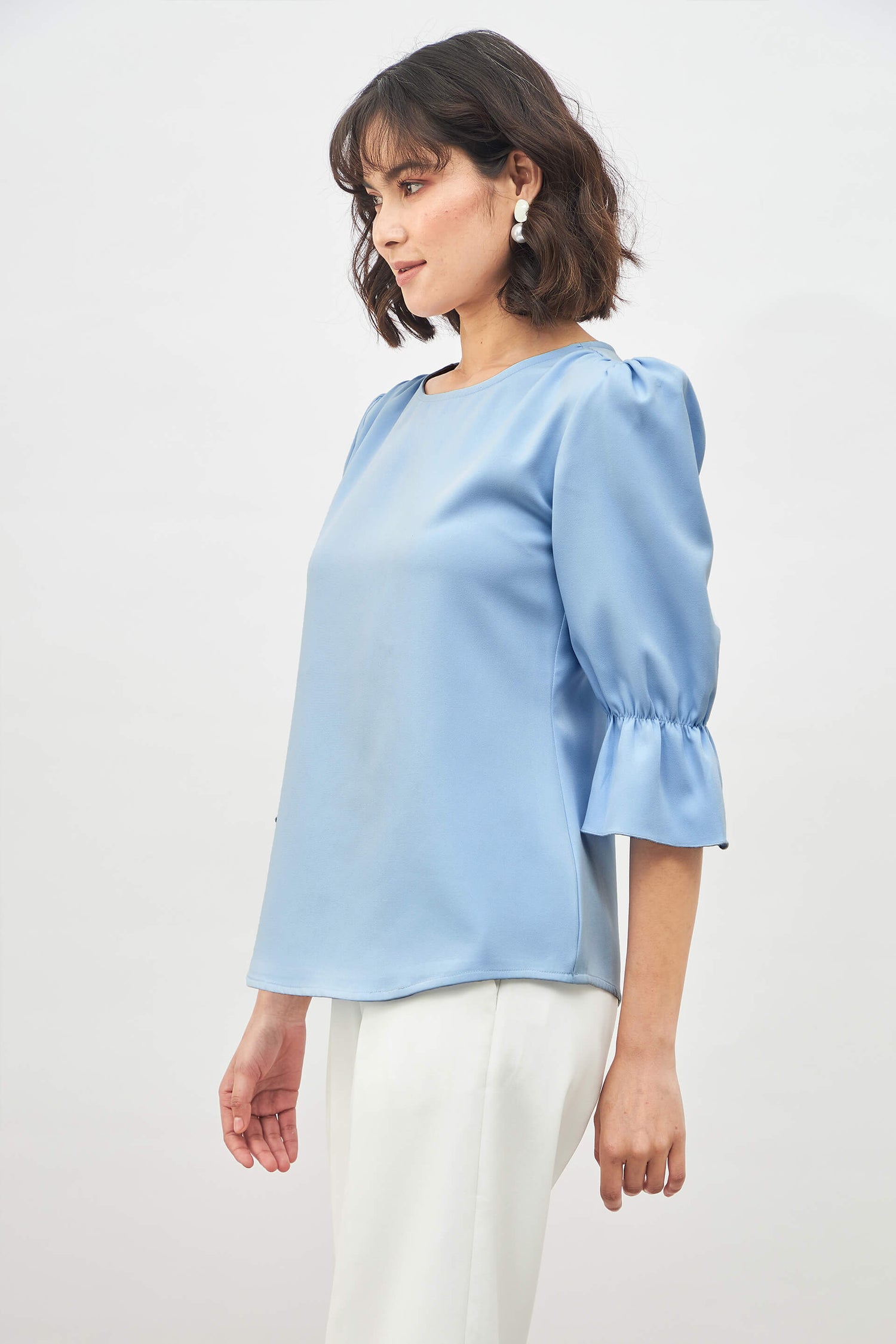 Ardent Boat Neck Top-Sky Blue