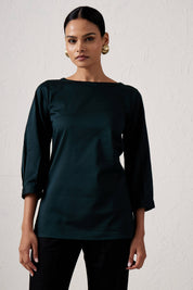 Midori Puffed Sleeves Top - Green